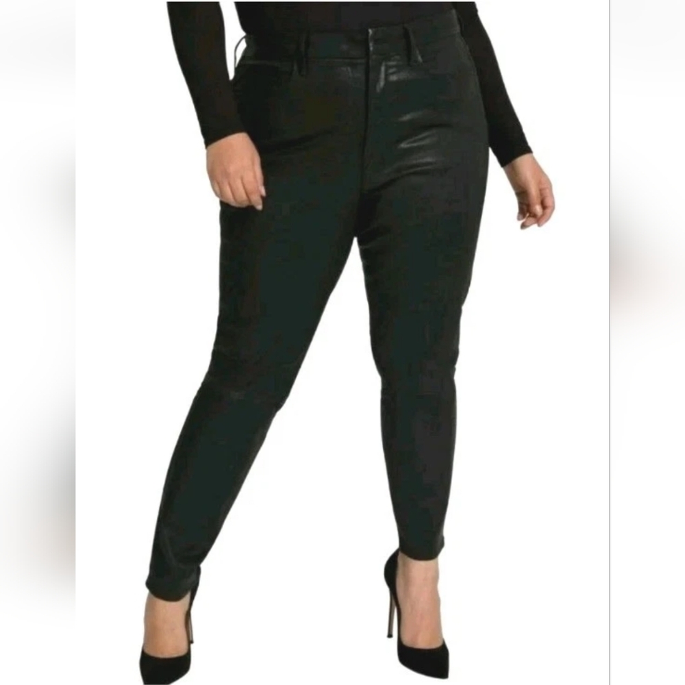 Good American Good Legs Jeans Woman Plus Size 24W Black Coated Stretch Denim Nwt